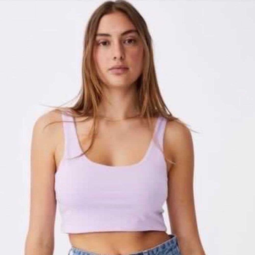 Cotton On Ash Purple Sleeveless Fitted Crop Tank Top